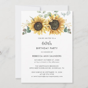 Elegante Bloemen Zonnebloem 60ste Verjaardagsfeest Kaart