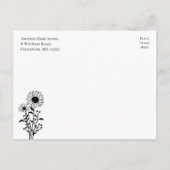 Elegante Bloemen Zwart Wit Net Getrouwd Trouwen Aankondigingskaart (Achterkant)