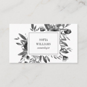 Elegante bloemen zwart wit waterverf chic modern visitekaartje