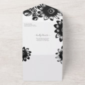 Elegante Bloemen Zwart-wit Zonnebloem All In One Uitnodiging (Buitenkant)