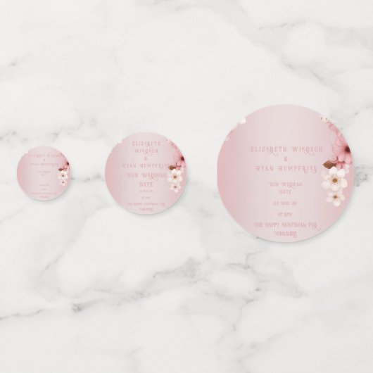 Elegante Bloemenbloesem Huwelijksuitnodiging Desig Confetti (Voorkanten)