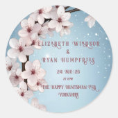 Elegante Bloemenbloesem Huwelijksuitnodiging Desig Ronde Sticker (Voorkant)