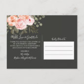 Elegante bloemenblush bruiloft dank u Briefkaart (Achterkant)