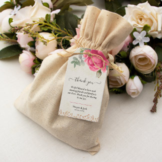 Elegante bloemenblush roze gouden Rozen bruiloft Cadeaulabel