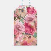 Elegante bloemenblush roze gouden Rozen bruiloft Cadeaulabel (Achterkant)