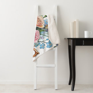 Elegante bloemenboho Sherpa Blanket Deken