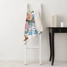 Elegante bloemenboho Sherpa Blanket