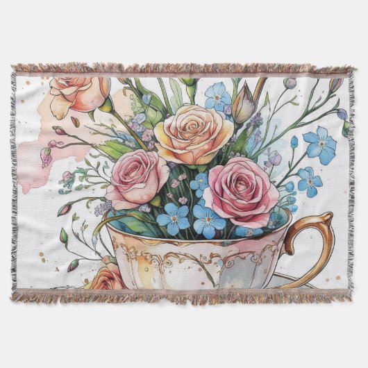 Elegante bloemenboho Throw Deken (Voorkant)