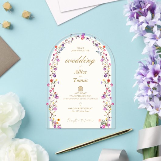 Elegante Bloemenboog Acryl bruiloft uitnodiging Acryl Uitnodigingen (Insitu (Huwelijk))