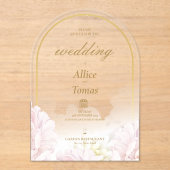 Elegante Bloemenboog Huwelijksuitnodiging op Acryl Acryl Uitnodigingen (Voorkant)