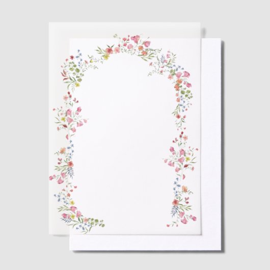 Elegante bloemenboog lente bruiloft overlay vellum uitnodigingen (Offset)
