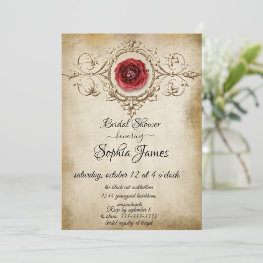 Elegante bloemenbruidsdouche Uitnodiging (Staand voorkant)