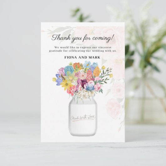 Elegante bloemenbruiloft dank u bericht (Staand voorkant)