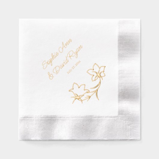 Elegante bloemenbruiloft receptie folie servetten (Voorkant)