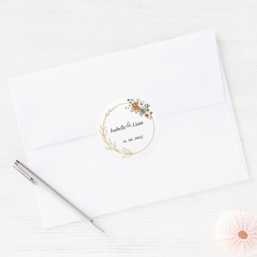 Elegante bloemenbruiloft stickers (Envelop)