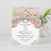Elegante bloemenbruiloft uitnodiging (Staand voorkant)