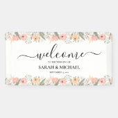 Elegante bloemenbruiloft welkom spandoek (Horizontaal)