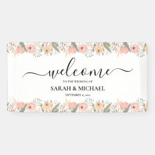 Elegante bloemenbruiloft welkom spandoek