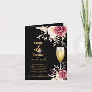 Elegante bloemenchampagneglas bruiloft verloving