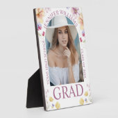 Elegante bloemenchique roze script afstuderen foto fotoplaat (Zijkant)