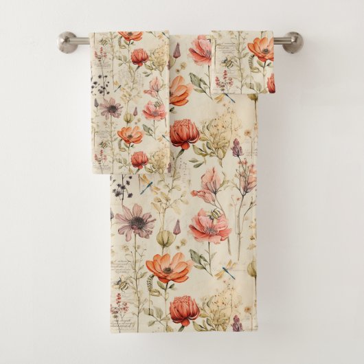 Elegante  bloemencollage bad handdoek (Insitu)