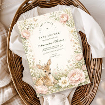 Elegante Bloemende Herten Botanische Baby Shower