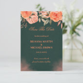 Elegante Bloemendecor Donkergroen Save The Date (Staand voorkant)