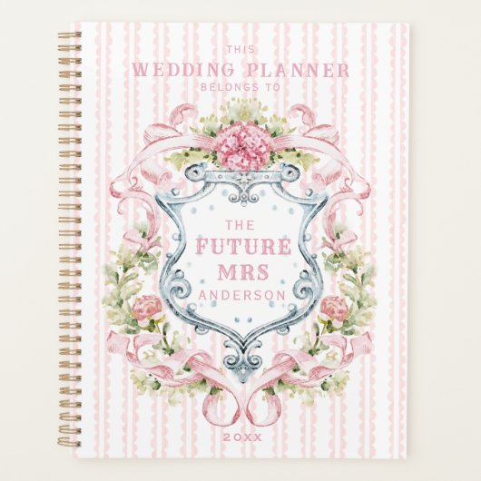 Elegante bloemendoop Crest | Trouwen Planner (Voorkant)