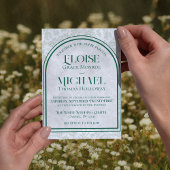 Elegante bloemendruk Schrift Monogram Groen Huweli Kaart