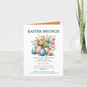 Elegante Bloemenei paasbrunch Feestdagen Kaart
