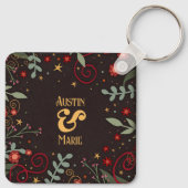 Elegante bloemenfotonamen Inspirivity Sleutelhanger (Achterkant)