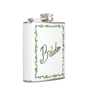Elegante Bloemenge Wijnstok Bruid Heupfles