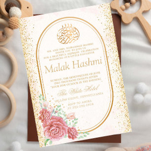 Elegante Bloemenglitter Islamitische Aqiqa Aqeeqa Kaart