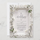 Elegante bloemengroene bladeren bruiloft kaart (Voorkant)