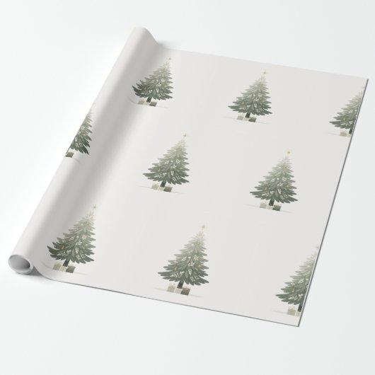 Elegante bloemenkerstboom cadeaupapier (Uitgerold)