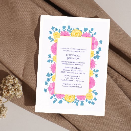 Elegante bloemenklassieker kleurrijk baby shower kaart