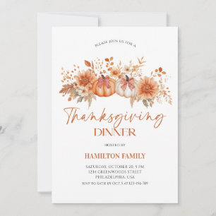 Elegante bloemenklepel Thanksgiving dinerfeest Kaart