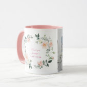 Elegante Bloemenkrans Blozende Bloemen Meisje Foto Mok (Voorkant links)