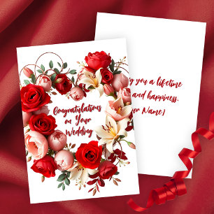 Elegante Bloemenkrans bruiloft gefeliciteerd Kaart