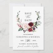 Elegante bloemenkrans burugndy eucalyptus bruiloft kaart (Voorkant)