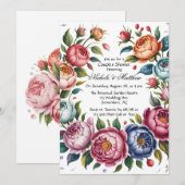 Elegante bloemenkrans koppels Douche Kaart (Voorkant / Achterkant)