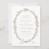 Elegante bloemenkrans vintage botanische bruiloft kaart (Voorkant)