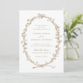 Elegante bloemenkrans vintage botanische bruiloft kaart (Staand voorkant)