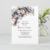 Elegante bloemenkrans voor koppels douche kaart (Staand voorkant)