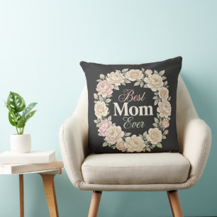 Elegante bloemenkranse Beste Moeder Ooit Kussen