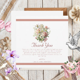 Elegante bloemenkruis doop bedankkaart