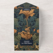 Elegante bloemenkunst nouveau bruiloft all in one uitnodiging (Buitenkant)