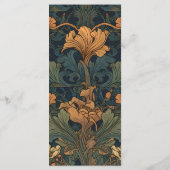 Elegante bloemenkunst nouveau bruiloft menu (Achterkant)