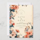 Elegante bloemenkunst nouveau bruiloft save the date (Voorkant)