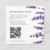 Elegante Bloemenlavendel Honeymoon Fund QR-code Informatiekaartje (Voorkant)